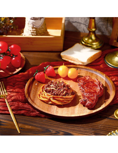 Juego de 12 Platos Redondos de Madera de Acacia Rtteri