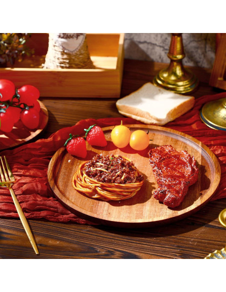 Juego de 12 Platos Redondos de Madera de Acacia Rtteri