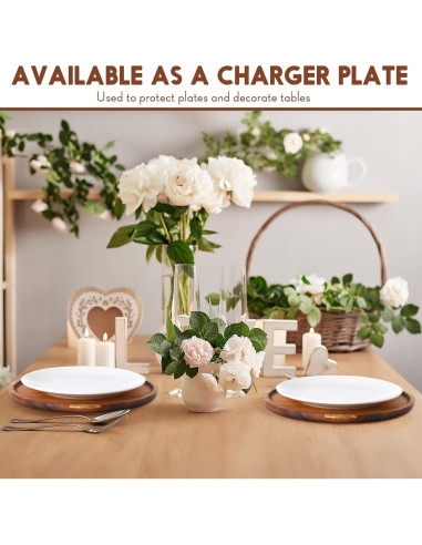 Juego de 12 Platos Redondos de Madera de Acacia Rtteri