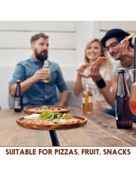 Juego de 12 Platos Redondos de Madera de Acacia Rtteri