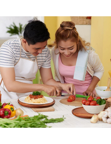 Juego de 12 Platos Redondos de Madera de Acacia Rtteri