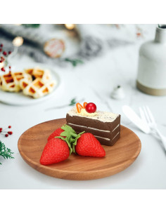 Platos de Madera de Acacia Ayiaren 6" Redondos 2 Pcs 2