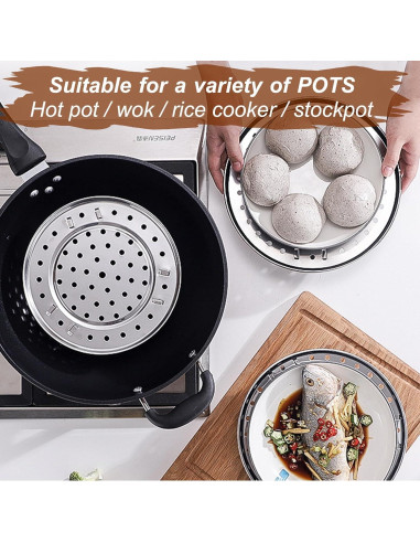 Cesta de Vapor Meganeopre Redonda 24 cm Acero Inoxidable