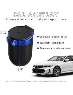 Cenicero de coche con tapa Suvnie, mini cubo de basura azul 2