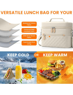 Bolsa de Almuerzo Aislada Tenot Beige 8.5L para Mujeres 2