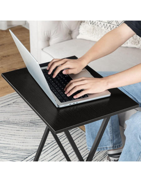 Mesa de bandeja de TV plegable HOOBRO negra 48x36x66 cm