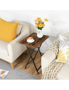 Mesa de bandeja de TV plegable HOOBRO, marrón rústico, 48x36 cm 2