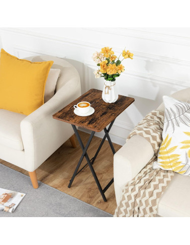 Mesa de bandeja de TV plegable HOOBRO, marrón rústico, 48x36 cm