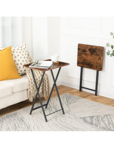 Mesa de bandeja de TV plegable HOOBRO, marrón rústico, 48x36 cm
