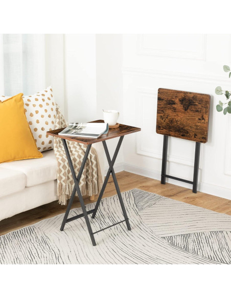 Mesa de bandeja de TV plegable HOOBRO, marrón rústico, 48x36 cm