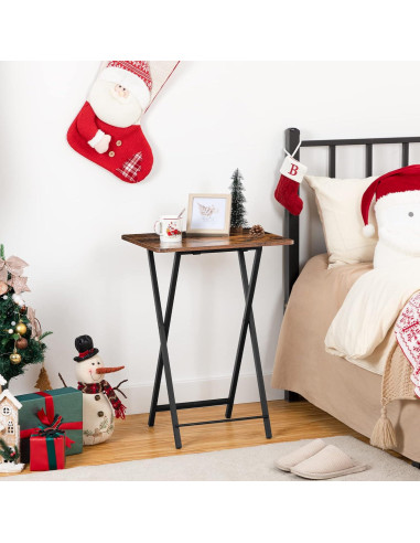 Mesa de bandeja de TV plegable HOOBRO, marrón rústico, 48x36 cm