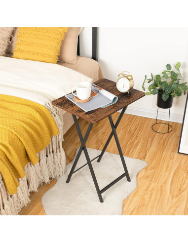 Mesa de bandeja de TV plegable HOOBRO, marrón rústico, 48x36 cm