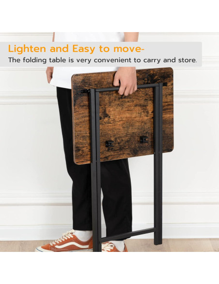 Mesa de bandeja de TV plegable HOOBRO, marrón rústico, 48x36 cm