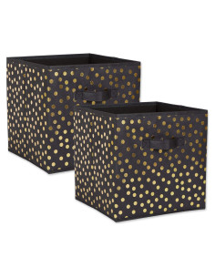 Contenedor de Almacenamiento DII Juego de 2 Pequeño 27.94cm Negro y Dorado