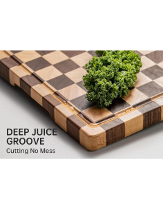 Tabla de Cortar de Madera Acacia THETCHRY 42x29.5cm con Surcos 2