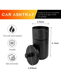 Cenicero de coche con tapa DXNQ de acero inoxidable, sin humo 2