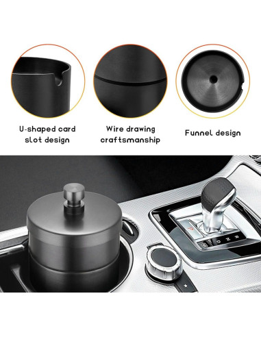 Cenicero de coche con tapa DXNQ de acero inoxidable, sin humo