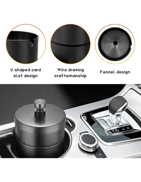 Cenicero de coche con tapa DXNQ de acero inoxidable, sin humo