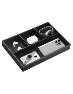 Bandeja Valet Fanousy de Cuero Sintético Negra 30x20 cm