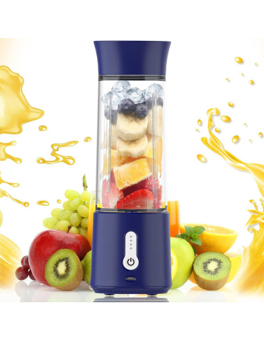 Licuadora Portátil WEIWYWW 500ml USB 150W Azul para Jugos