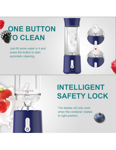 Licuadora Portátil WEIWYWW 500ml USB 150W Azul para Jugos