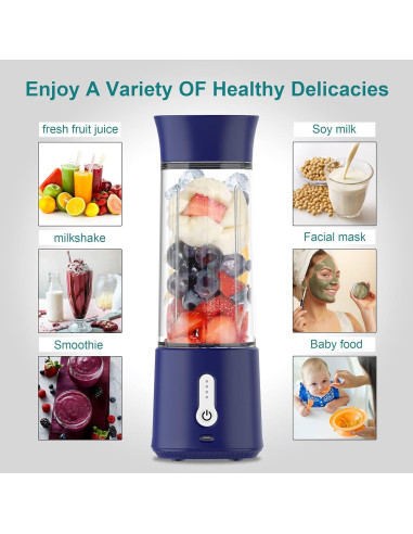 Licuadora Portátil WEIWYWW 500ml USB 150W Azul para Jugos