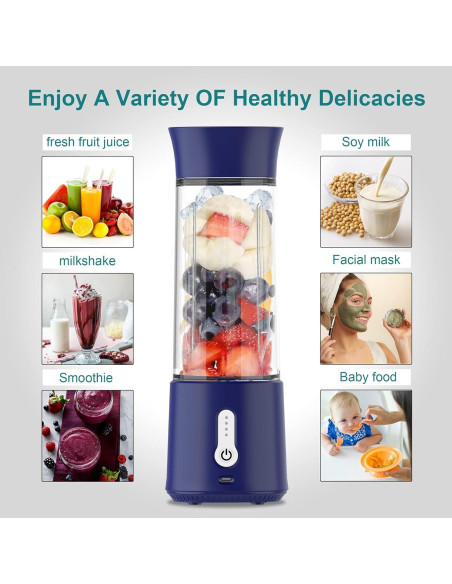 Licuadora Portátil WEIWYWW 500ml USB 150W Azul para Jugos