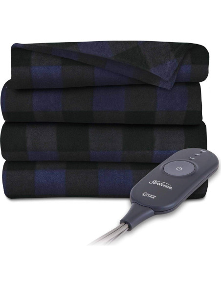 Manta Térmica Eléctrica Sunbeam Microplush 127x152 cm Marino