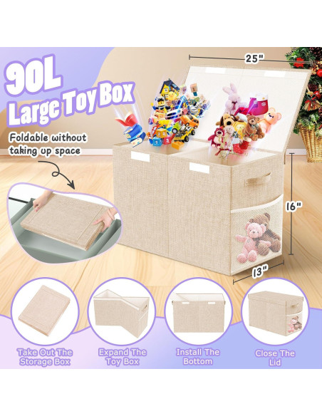 Caja de Almacenamiento de Juguetes Rocamdo Beige 90L