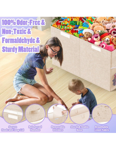 Caja de Almacenamiento de Juguetes Rocamdo Beige 90L