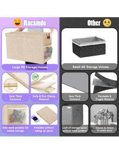 Caja de Almacenamiento de Juguetes Rocamdo Beige 90L
