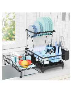 Escurridor de Platos Expandible Gtyasm Negro 2 Niveles 53.3 cm