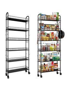 Carro de Almacenamiento Rodante VKTO 6 Niveles Negro 15.24 cm