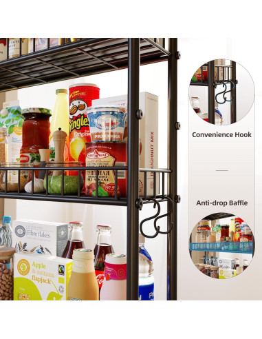 Carro de Almacenamiento Rodante VKTO 6 Niveles Negro 15.24 cm