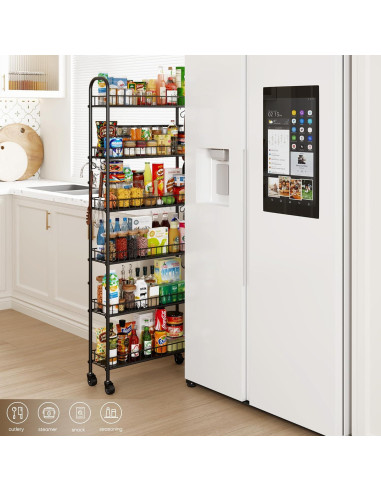 Carro de Almacenamiento Rodante VKTO 6 Niveles Negro 15.24 cm