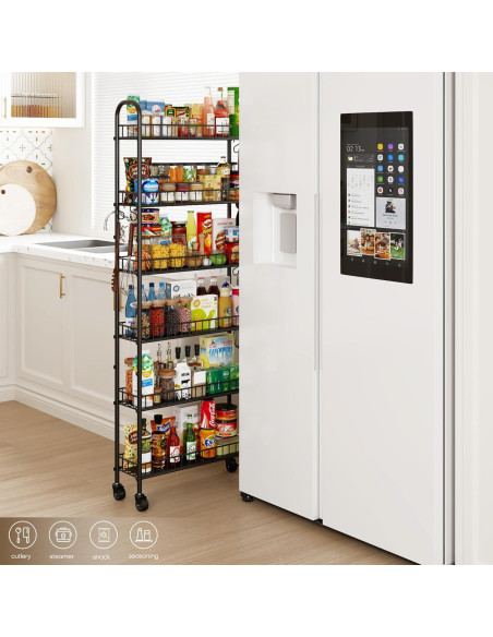 Carro de Almacenamiento Rodante VKTO 6 Niveles Negro 15.24 cm