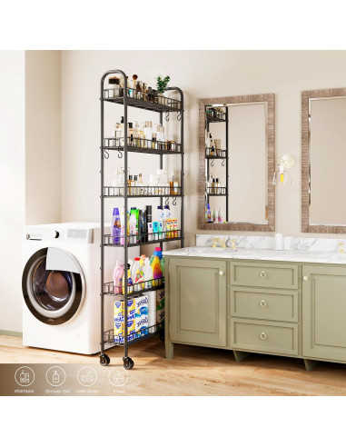 Carro de Almacenamiento Rodante VKTO 6 Niveles Negro 15.24 cm