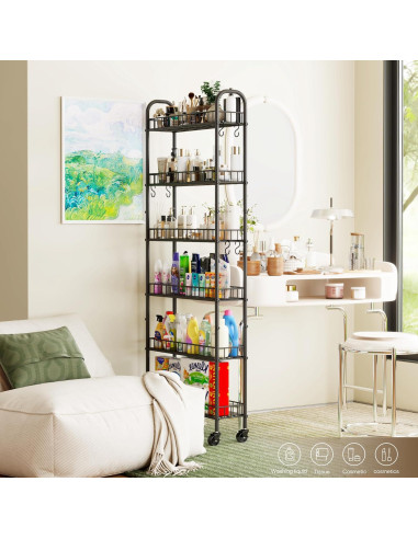 Carro de Almacenamiento Rodante VKTO 6 Niveles Negro 15.24 cm