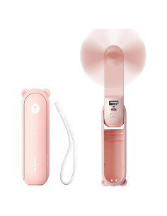 Ventilador Mini JISULIFE F8 3 en 1 Recargable USB Rosa
