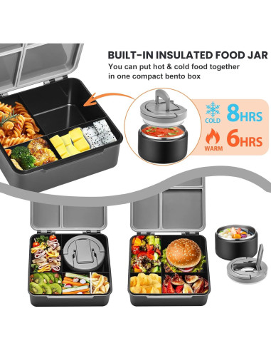 Caja de Almuerzo Bento Howeemo con Termo Aislado 236ml 4 Compartimentos