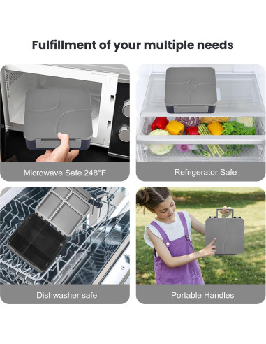 Caja de Almuerzo Bento Howeemo con Termo Aislado 236ml 4 Compartimentos