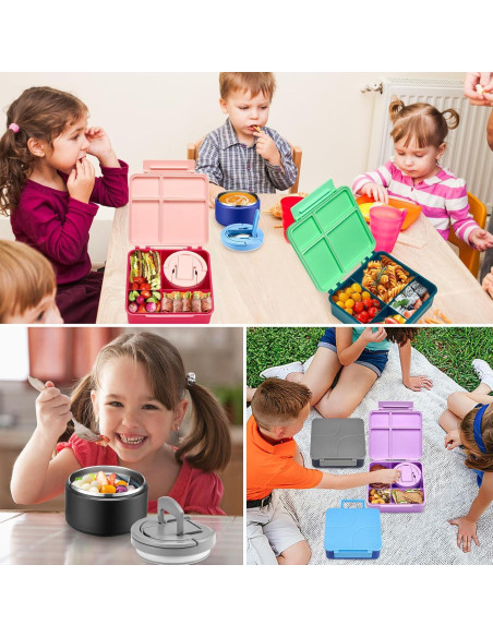 Caja de Almuerzo Bento Howeemo con Termo Aislado 236ml 4 Compartimentos