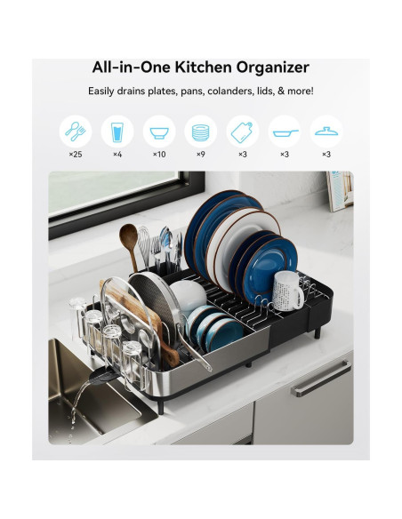 Estante de Secado de Platos Expandible SUNLY Acero Inoxidable