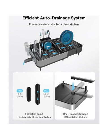 Estante de Secado de Platos Expandible SUNLY Acero Inoxidable