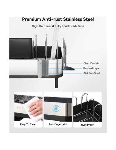 Estante de Secado de Platos Expandible SUNLY Acero Inoxidable