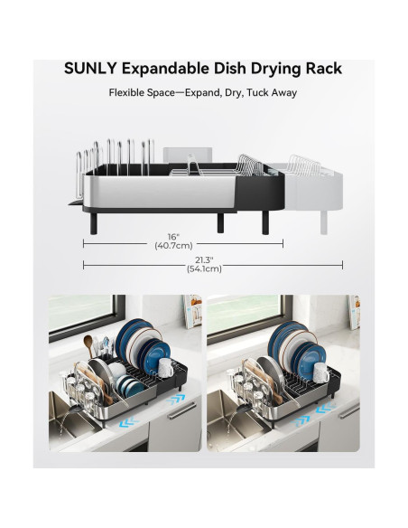 Estante de Secado de Platos Expandible SUNLY Acero Inoxidable