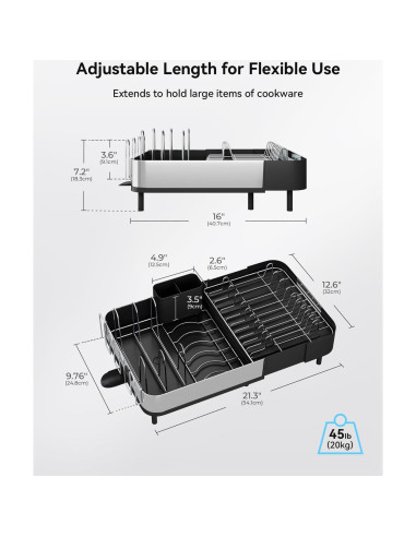 Estante de Secado de Platos Expandible SUNLY Acero Inoxidable