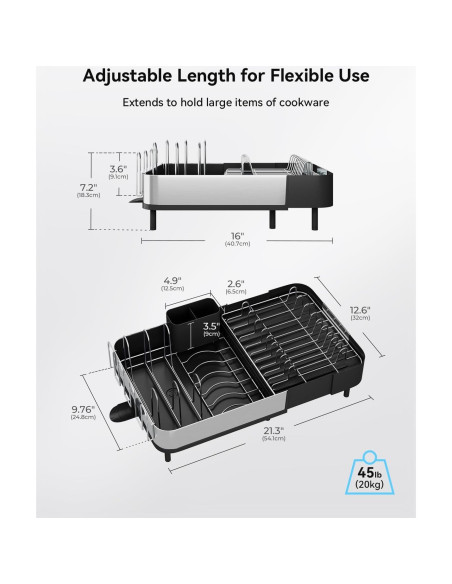 Estante de Secado de Platos Expandible SUNLY Acero Inoxidable