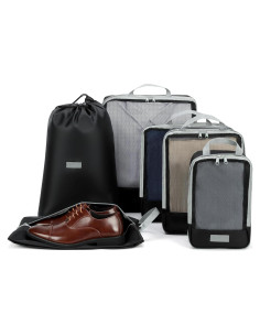 Set de 6 Cubos de Compresión YULEEE para Viaje Negro