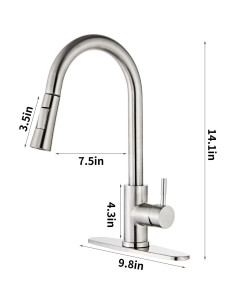 Grifo de Cocina LOUEVIDO Níquel Cepillado con Rocío Extraíble 2